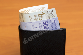 Venezuelan bolivar in the black wallet