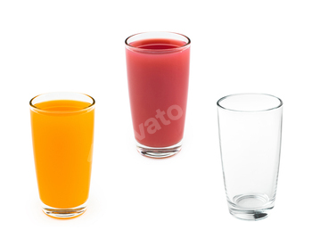 glass empty with two glasses juice