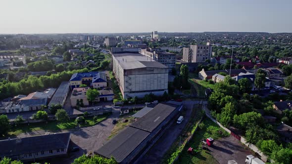 Buildings and Materials Warehouse in the Industrial City Zone From Above