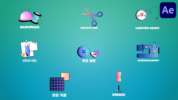 Sewing Icons And Titles for After Effects