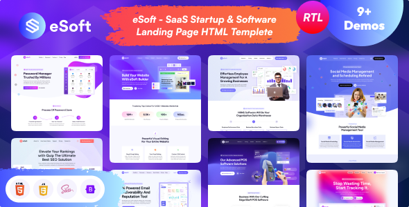 eSoft – SaaS Startup & Software Landing Page HTML5 Template – 0 Sold!