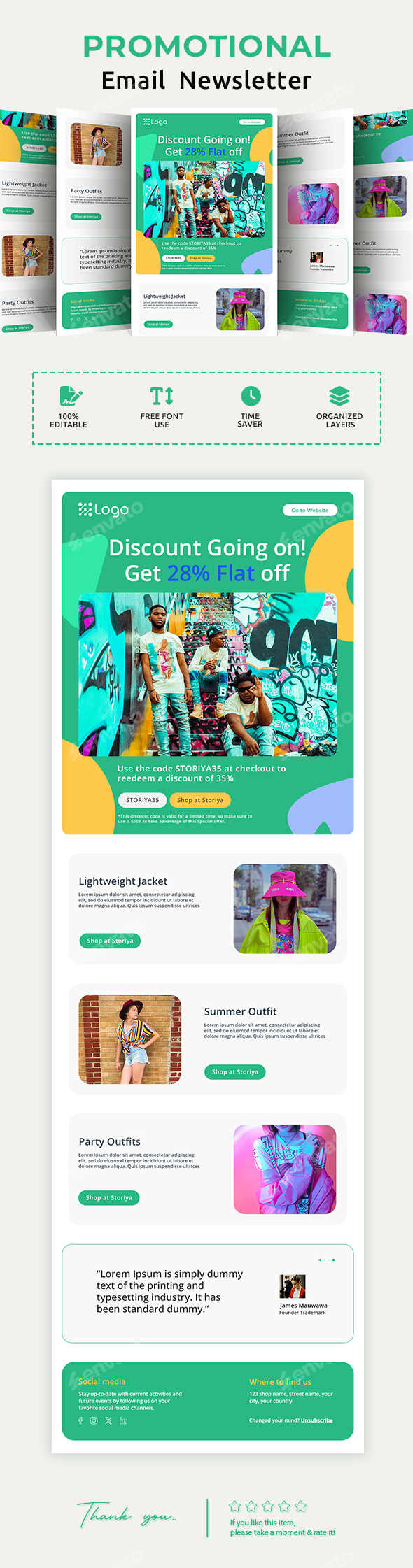 Fashion Wear Offer Email Newsletter PSD Template