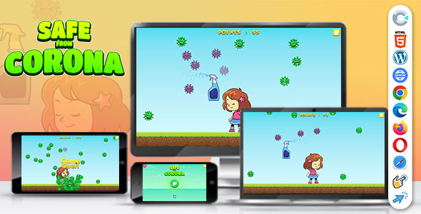 Safe From Corona ( Construct : C3P | CAPX | HTML5 ) Endless Game
