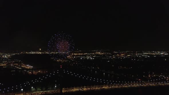 Aerial footage from the Astoria Park in Queens, NY for the Firework show 2017 that happens every yea