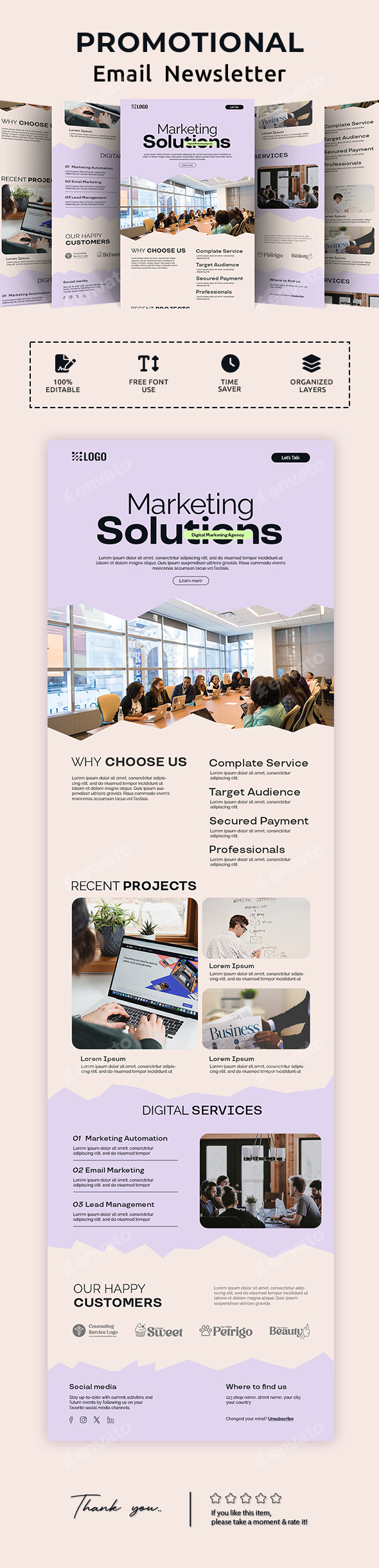 Marketing Solutions Email Newsletter PSD Template