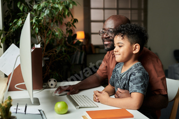 Looking at desktop computer monitor