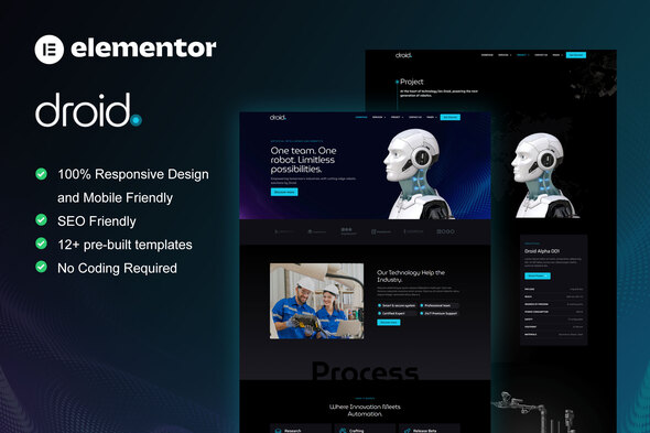 Droid - Robotics & Technology Services Elementor Template Kit