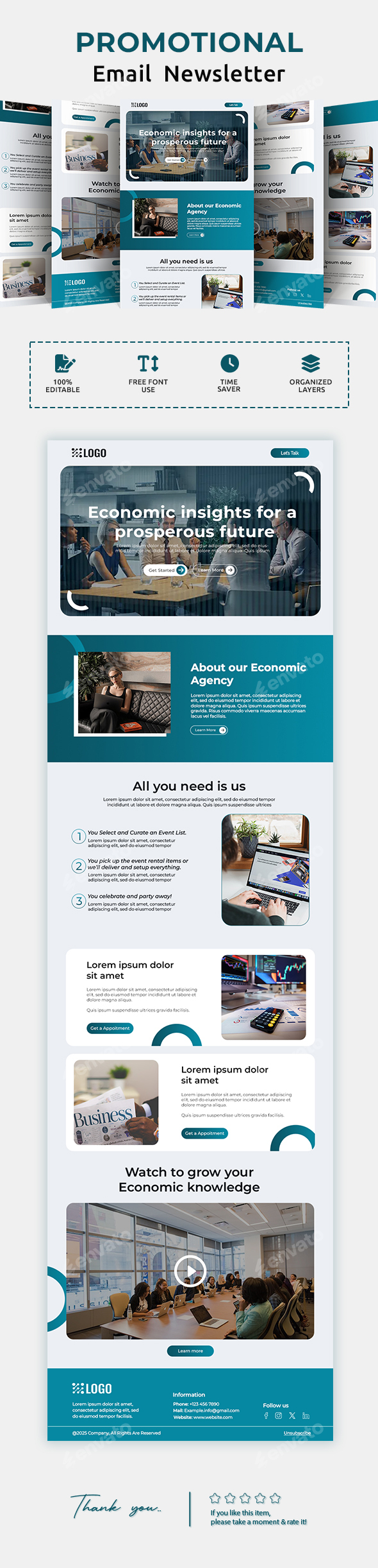 Economics Email Newsletter PSD Template