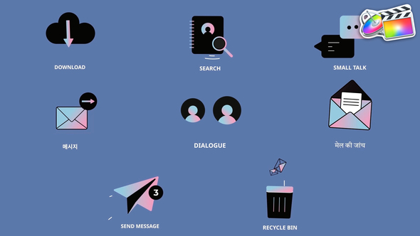 Social Media Interface Icons And Titles for FCPX