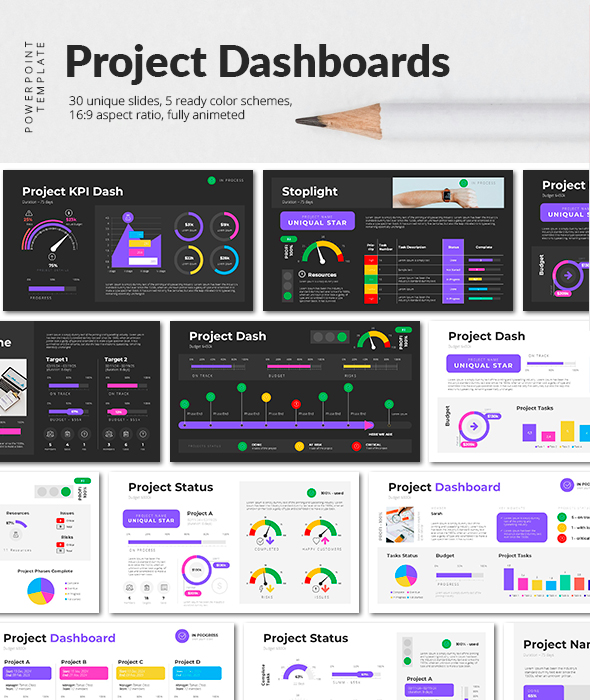 Project Dashboards PowerPoint Presentation Template