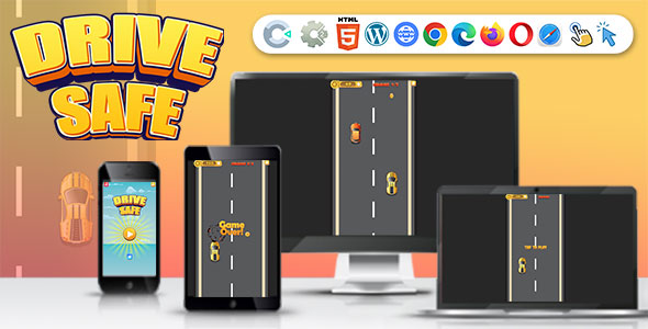 Drive Safe Game ( Construct | C3P | CAPX | HTML5 ) Mini Car Game