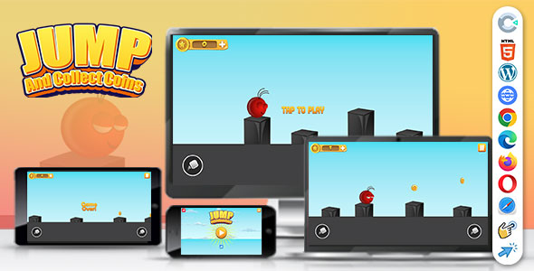 Jump And Collect Coins ( Construct | C3P | CAPX | HTML5 ) Endless Jumping Game