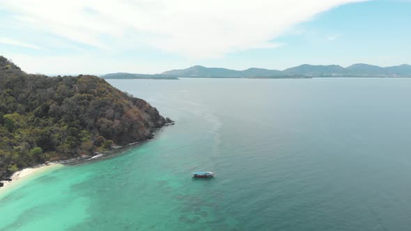 Picturesque south-eastern paradisiac view of coastal landscape of Koh Hey (Coral Island), Thailand