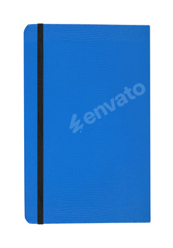 Blue notebook isolated on white background.