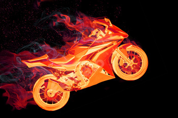 bike in fire