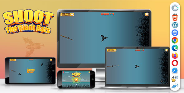 Shoot The Giant Bats ( Construct | C3P | CAPX | HTML5 ) Shooting Game