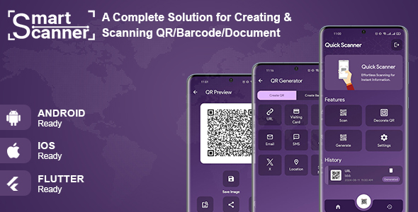 SmartScanner - A Complete Solutions for Creating & Scanning QR/Barcode/Documents (Flutter)