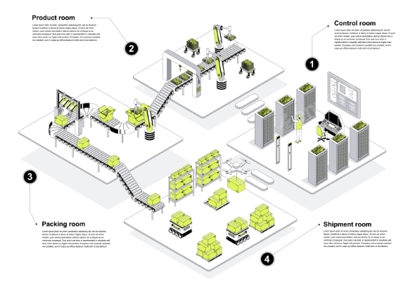 Automated Industry Isometric Concept