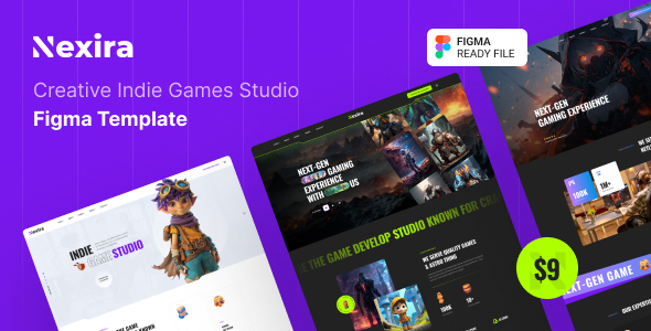 Nexira - Creative Indie Games Studio Figma Template