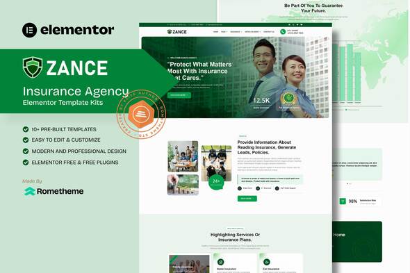 Zance - Insurance Agency Elementor Template Kit