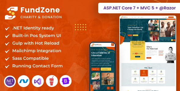 FundZone – Crowdfunding & Charity ASP.NET core MVC Template – 0 Sold!