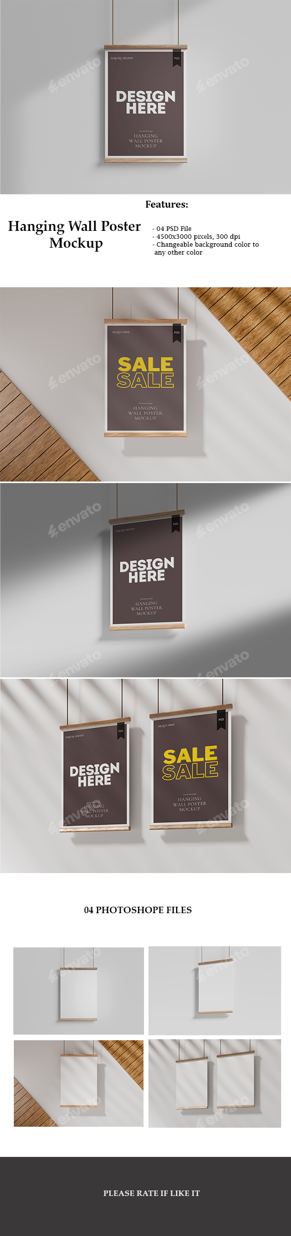 Hanging Wall Poster Mockup