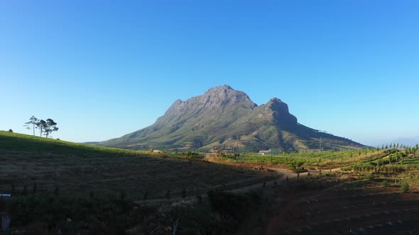 Stellenbosch South Africa Landscape, drone shot from low to high