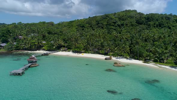 180 Aerial of a perfect tropical private beach in Asia