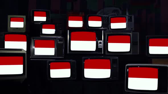 Flags of Indonesia and Retro TVs.