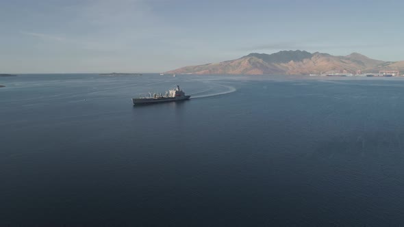 Sea Bay with Cargo Ships