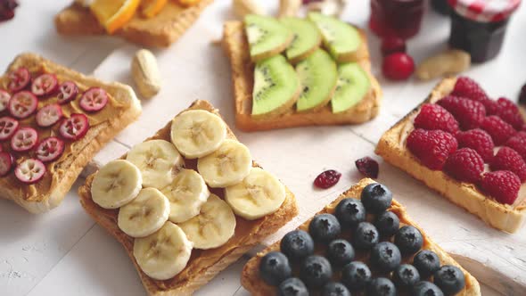 Assortment of Healthy Fresh Breakfast Toasts