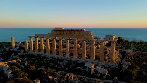 Selinunte Temple Sicily Italy Sunset at the Archeological Site of Selinunte Sicilia