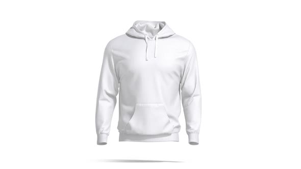 Blank white sport hoodie with hood mockup, looped rotation