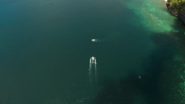 Philippine Motor Boat on the Water Surface