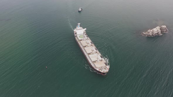 Drone View of the Dry Cargo Ship in Motion