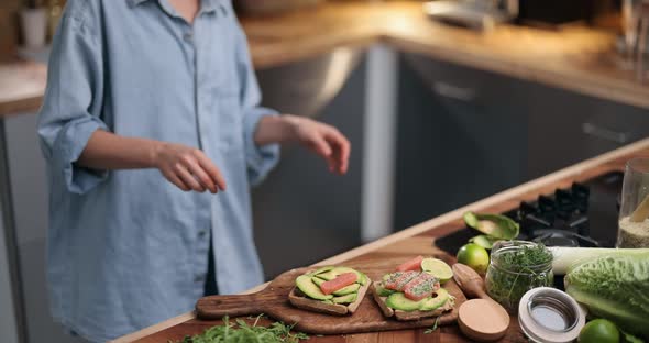 Woman Making Healthy Green Breakfast