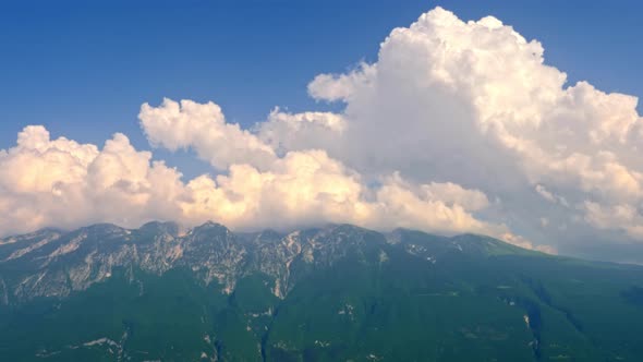 Clouds over the mountains in summer