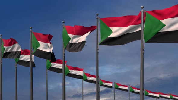 The Sudan Flags Waving In The Wind  4K