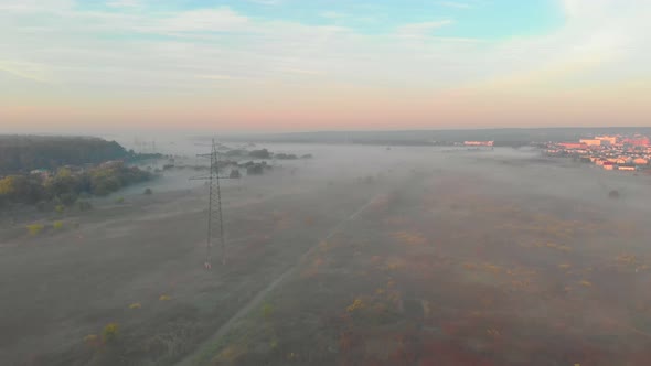 Power Line Field Fog