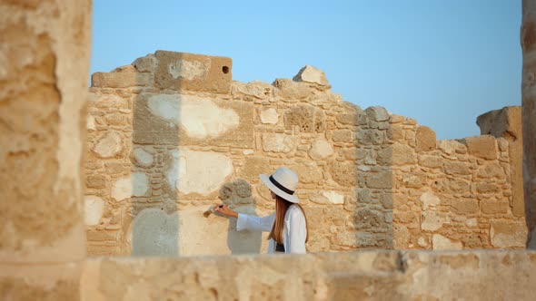 Archaeological Digging Site Great Female Archeologist Work on Excavation Site