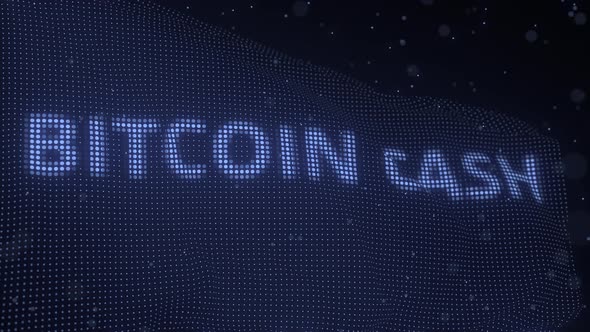 Bitcoin Cash Cryptocurrency Name on Waving Digital Flag
