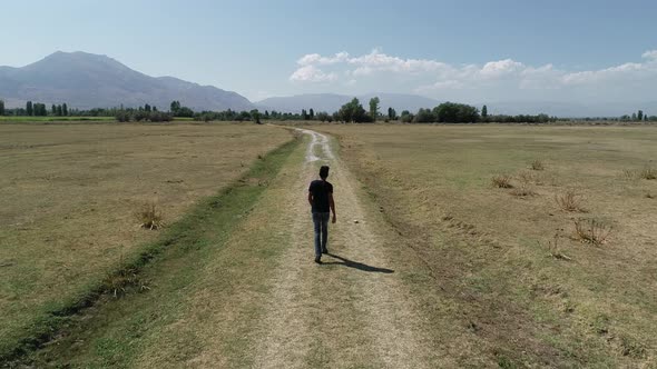 Man With Hiking Outdoors