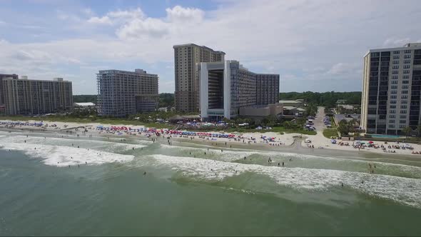 Drone flight over ocean in Myrtle Beach SC