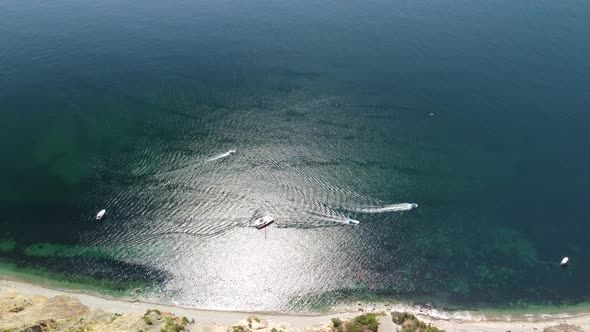 Aerial Yacht on Calm Sea