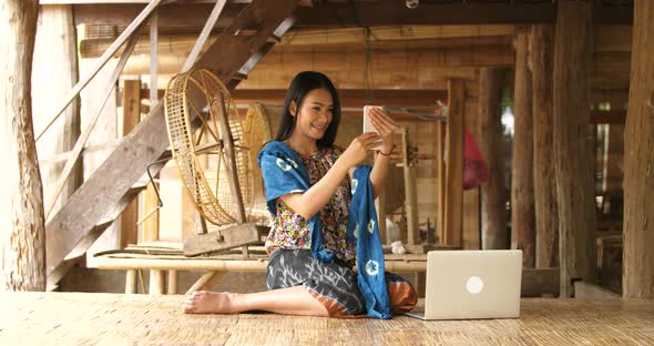 Rural Women Making Selfie By Her Smart Phone