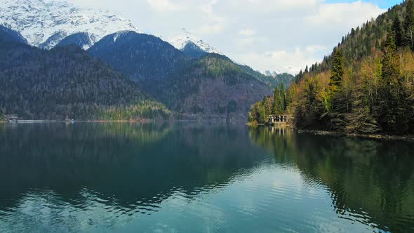 Beautiful Alpine Lake Ritsa Between the Mountains