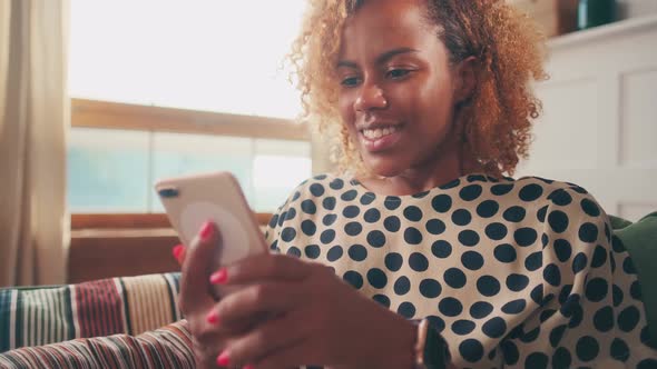 Woman with Phone in Her Hands Joyfully Exclaims Receiving Message About Salary