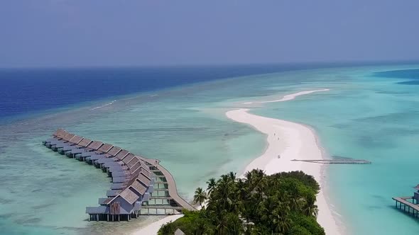 Aerial view landscape of resort beach wildlife by blue ocean and sand background