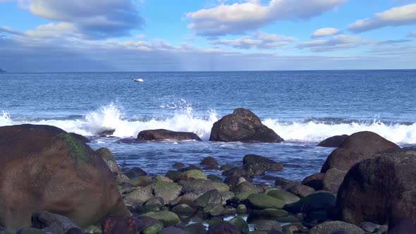 Waves hit the coast