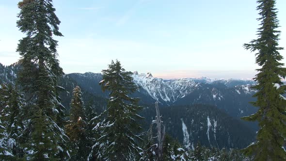 Aerial View of Hollyburn Mountain During Winter Sunset